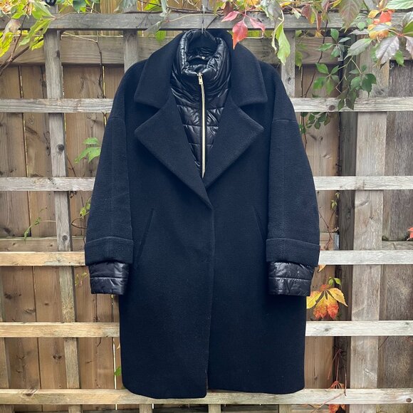 Herno Convertible Wool Pea Coat – Black, Size 44 - Picture 2 of 8